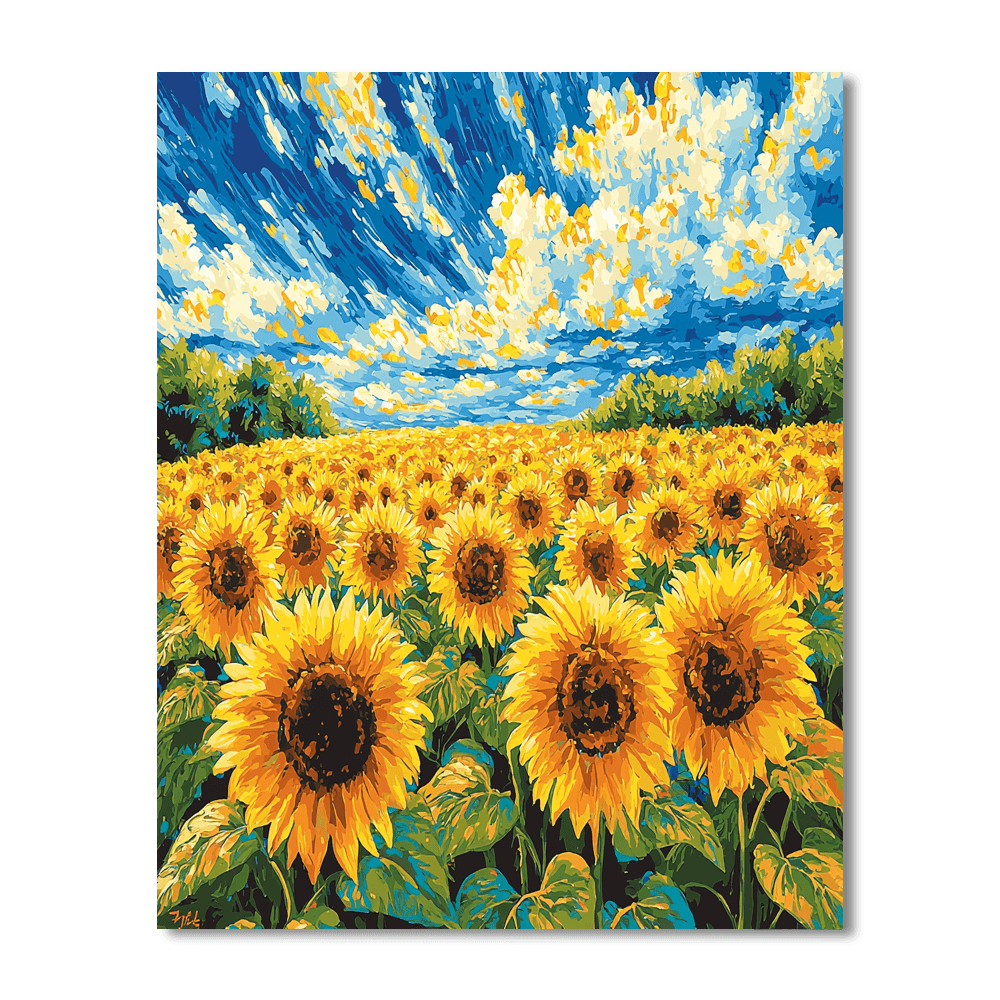 Vincent Van Gogh Inspired Joyful Sunflower Meadows  Numbered Painting Kits