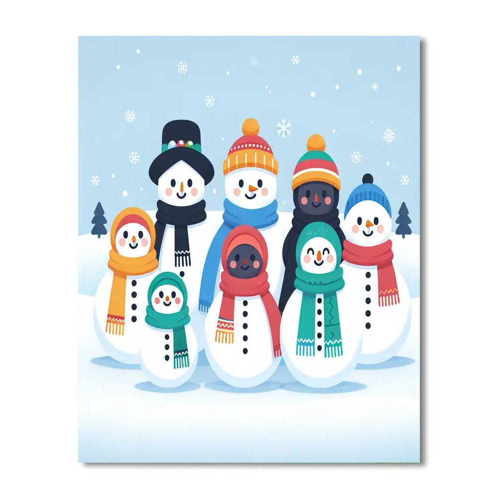 Festive Snowman Gathering Painting Number Kit