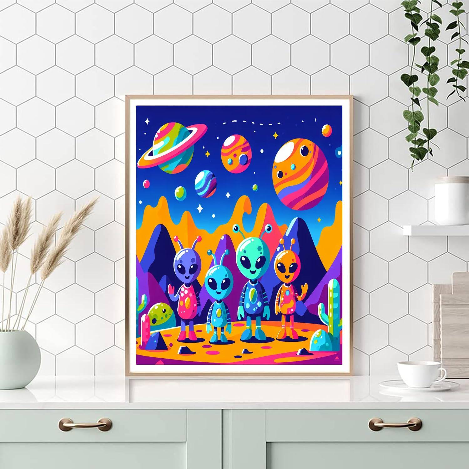 Friendly Alien Planet Painting By Numbers Kit