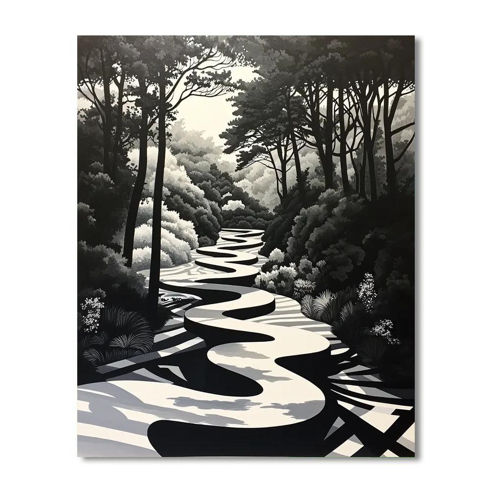 M.C. Escher Inspired Paradoxical Garden  Number Painting