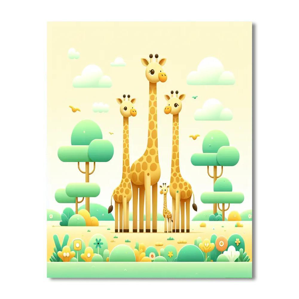 Gentle Giraffe Family Paint By Numbers Art