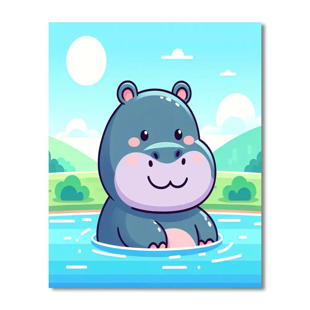 Happy Hippo Habitat Painting Number Kit