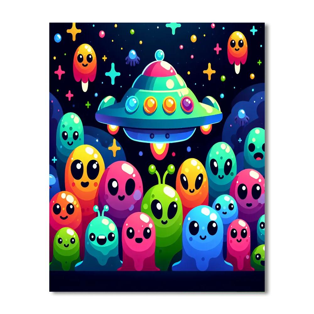 Space Explorer With Friendly Aliens DIY Paint By Numbers