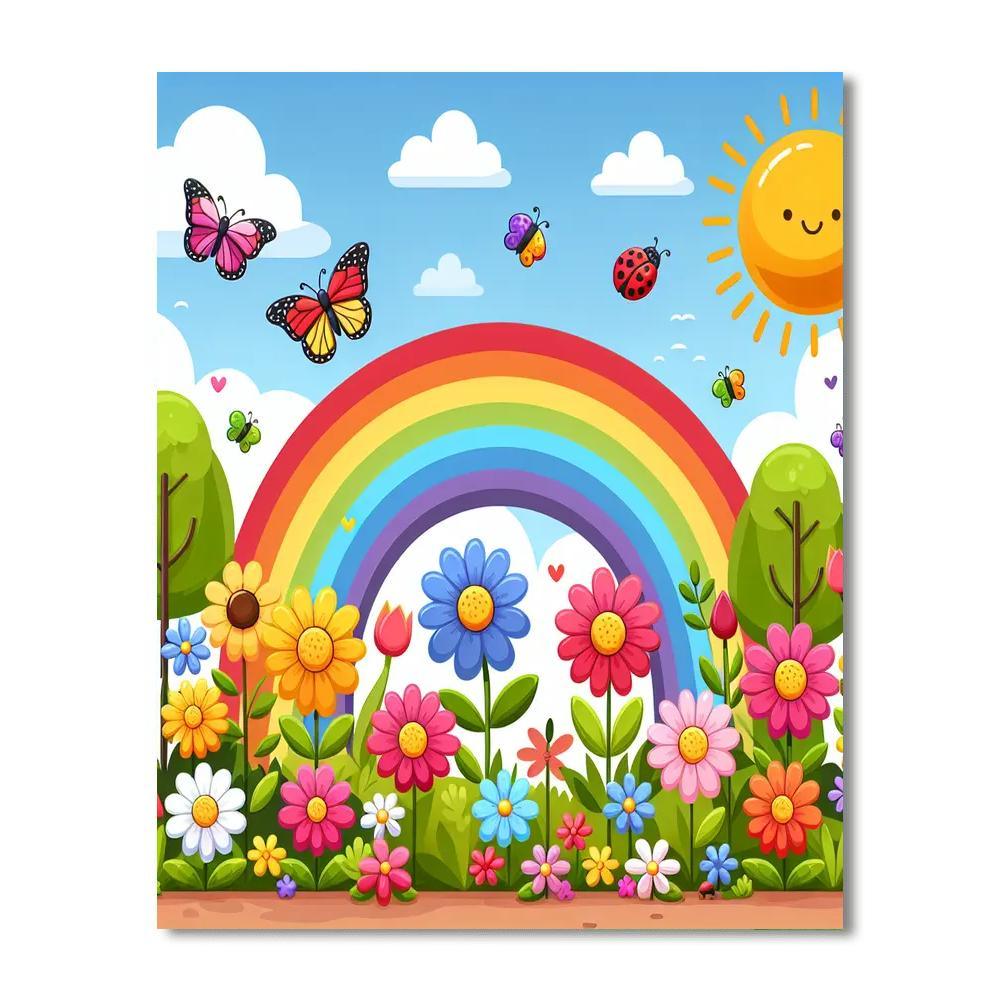 Rainbow Garden Painting Number Kit