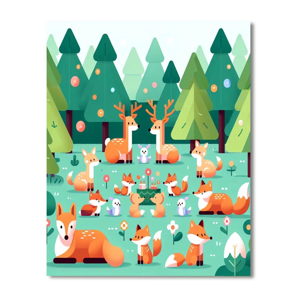 Merry Woodland Gathering Painting Number Kit