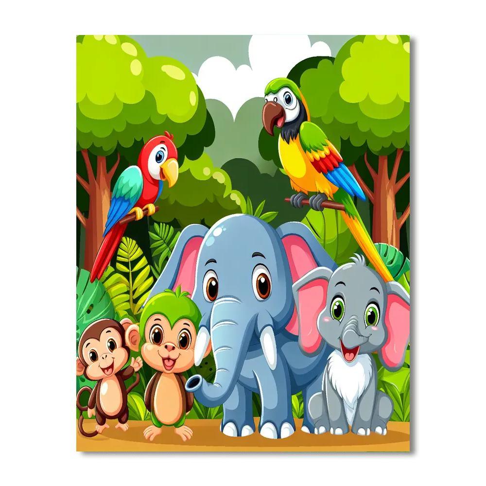 Friendly Jungle Creatures Paint By Numbers Art