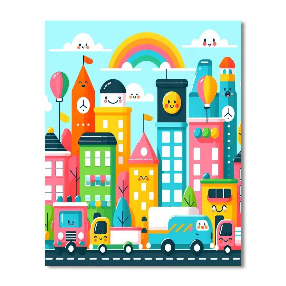 Cheerful Cityscape Paint By Color