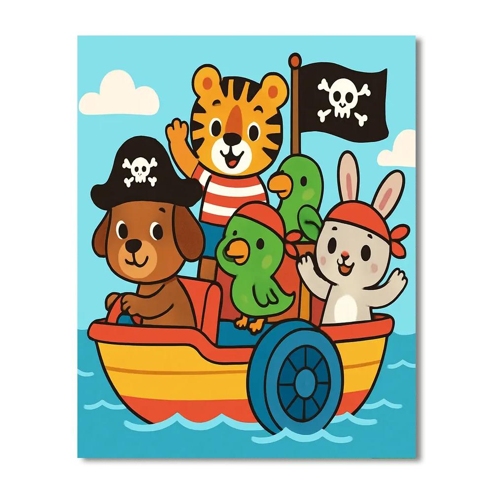 Paddle Boat Pirates Painting By Numbers Kit
