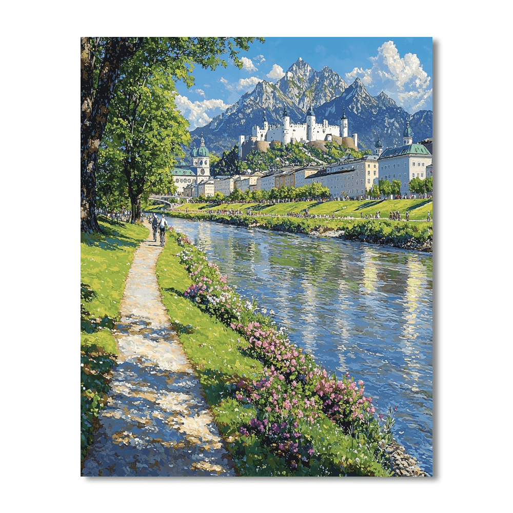 Salzach River Path DIY Paint By Numbers