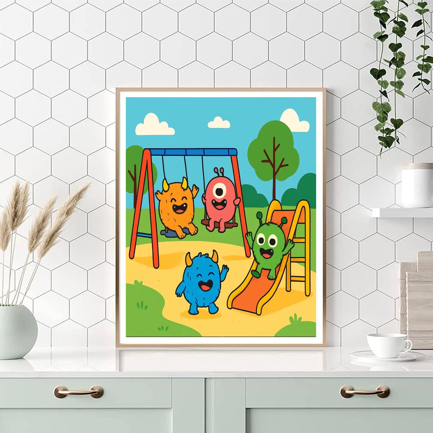Friendly Monsters In The Playground Paint By Number