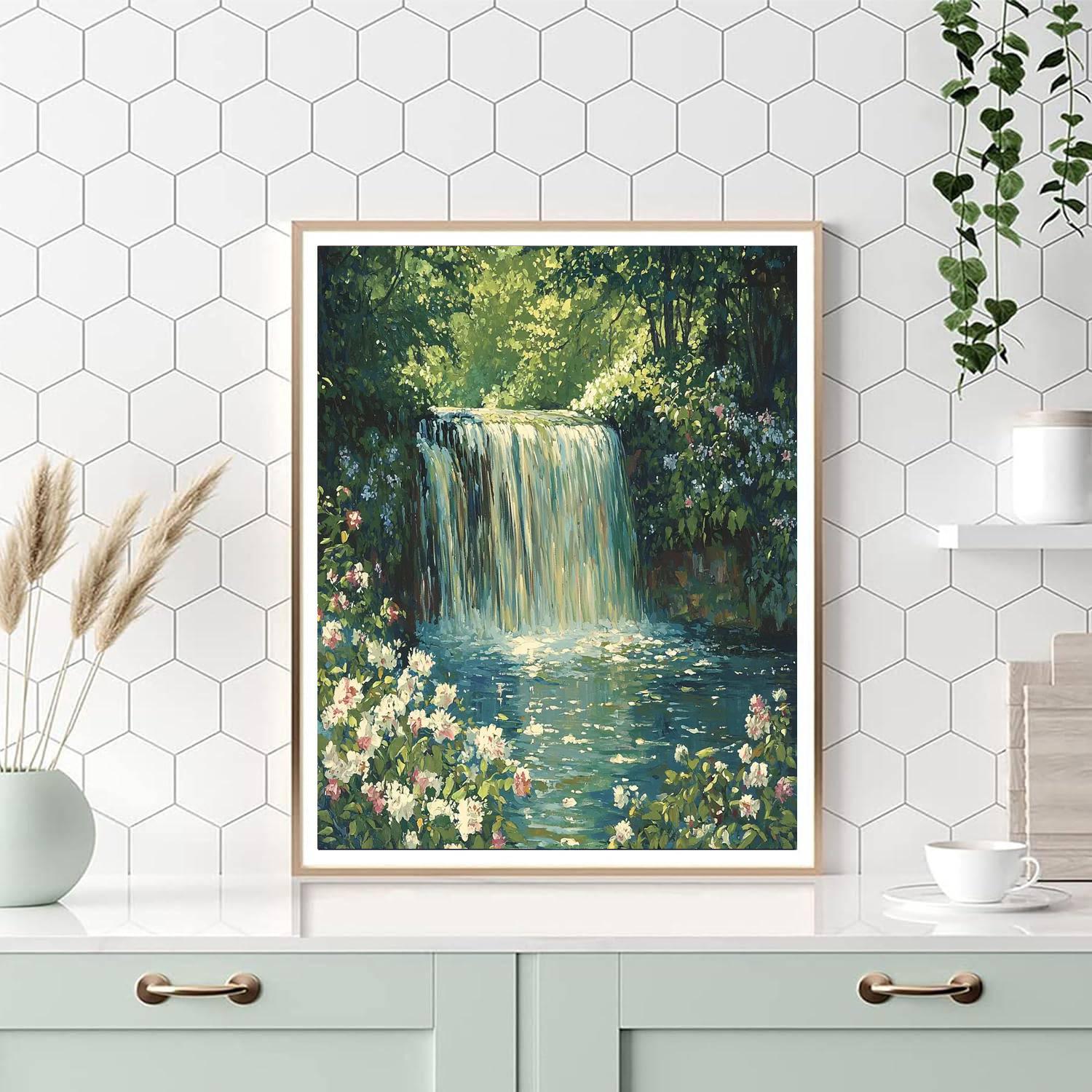 John Constable Inspired Hidden Waterfall Paradise  Paint By Numbers Kits
