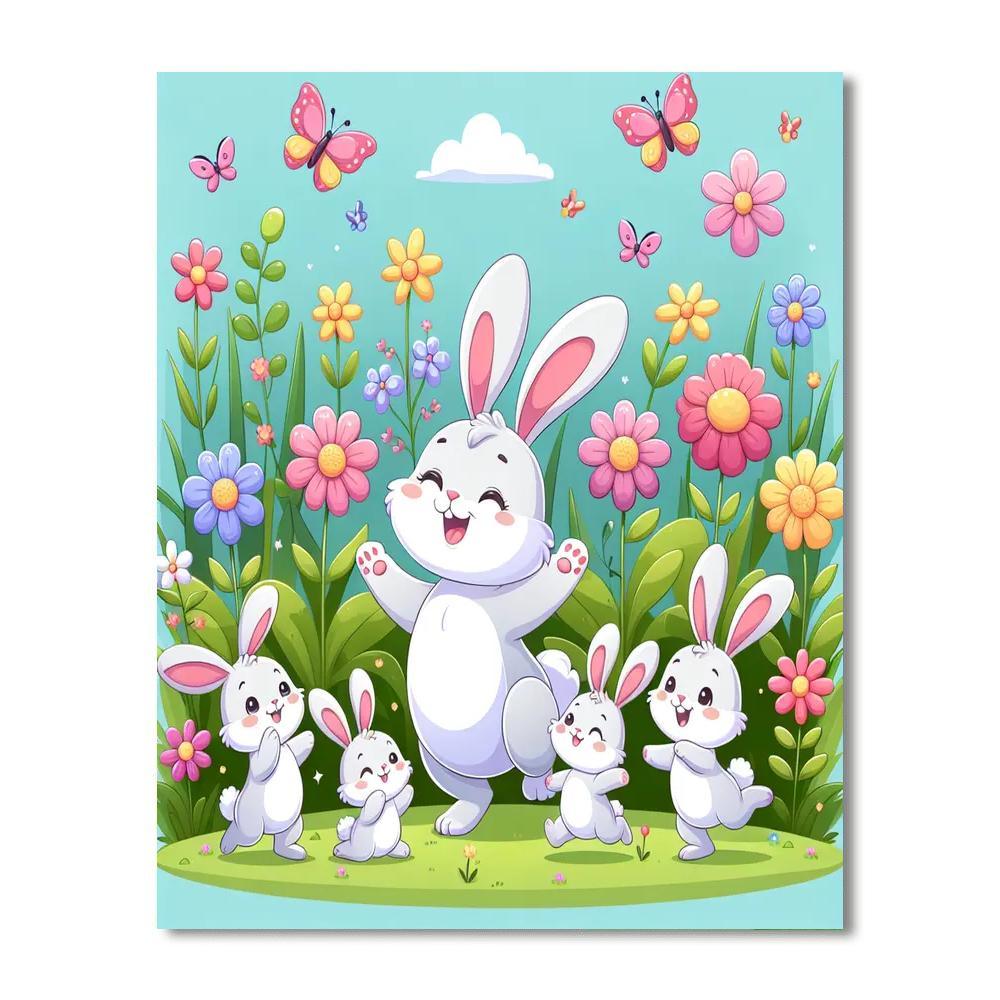 Charming Bunny Family Paint By Numbers Art