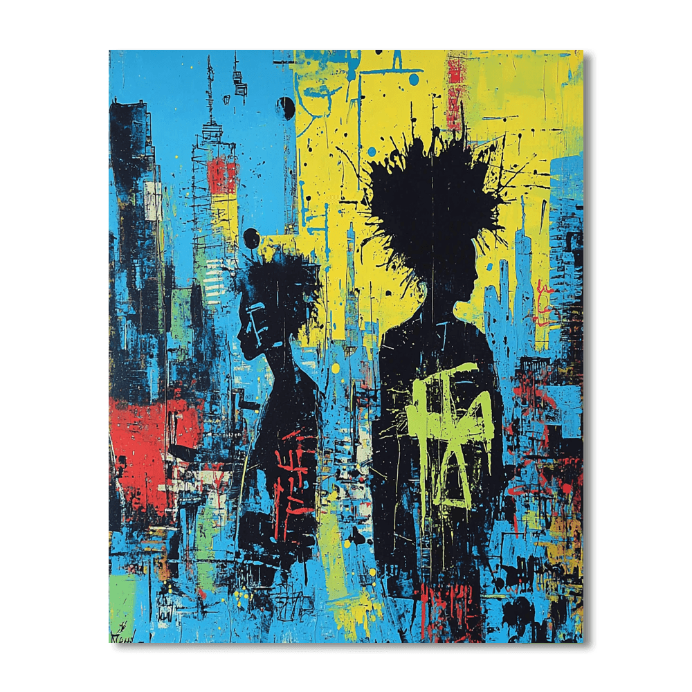 Jean-Michel Basquiat Inspired Whimsical Urban Serenade  Numbered Painting Kits