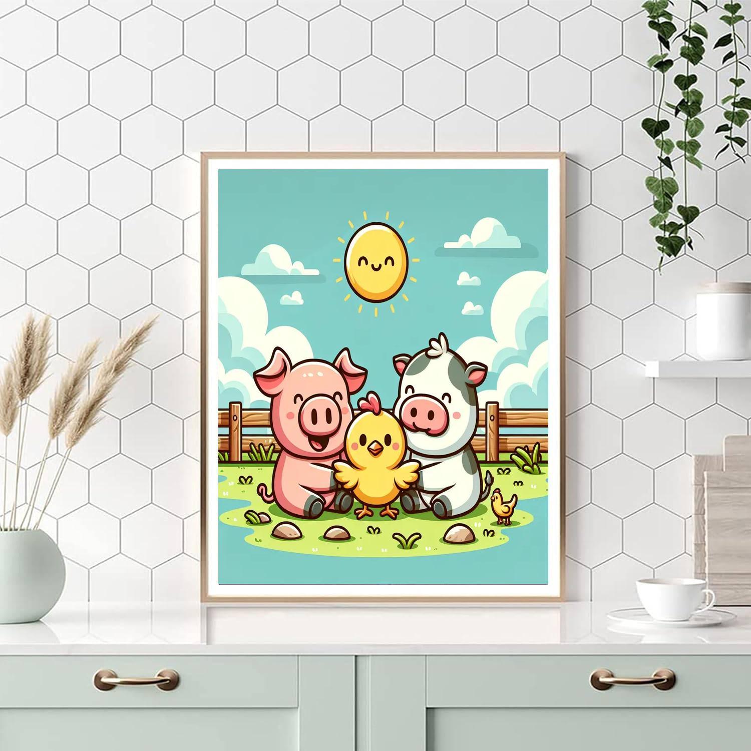 Cuddly Farm Animals Paint By Color