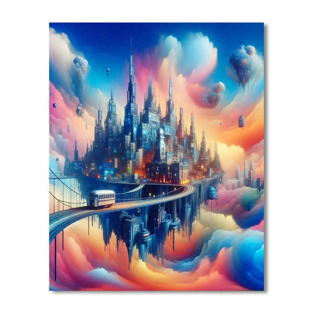Floating Cityscape Dreams Numbered Painting Kits