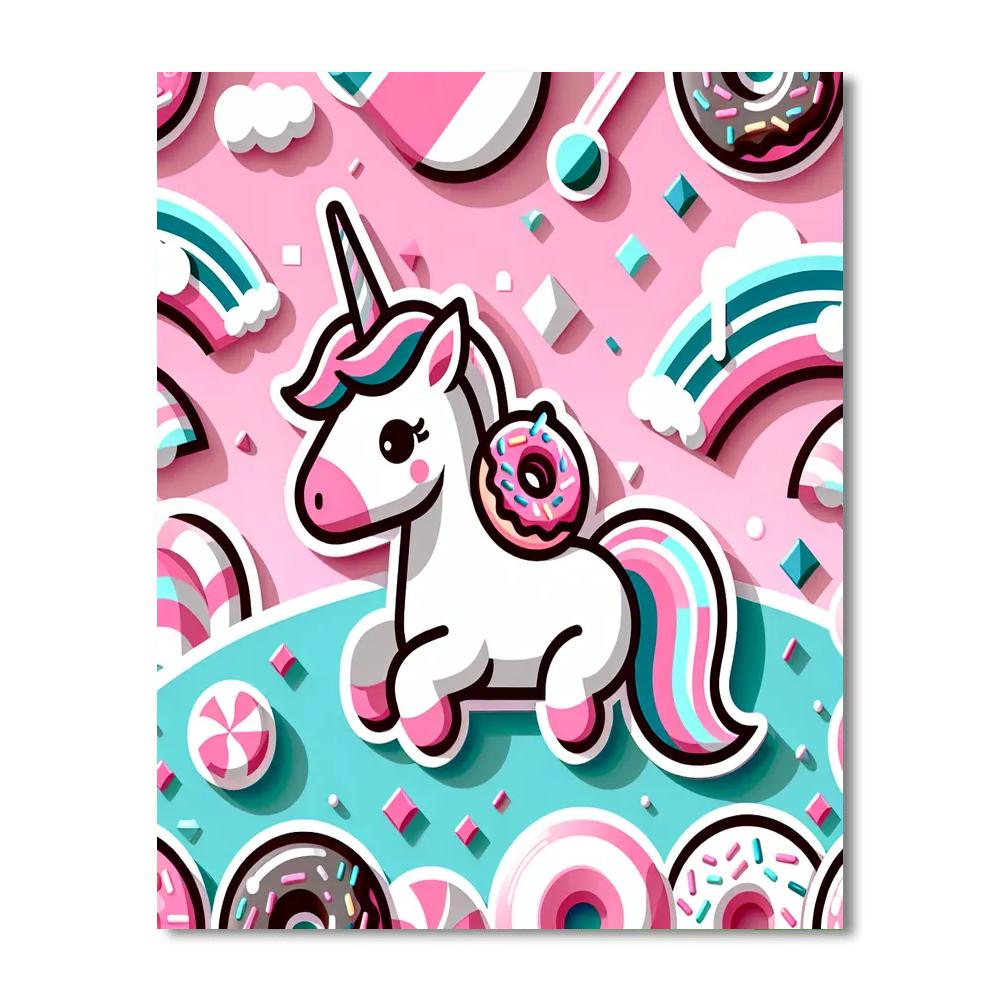 Sweet Donut Unicorn Number Painting