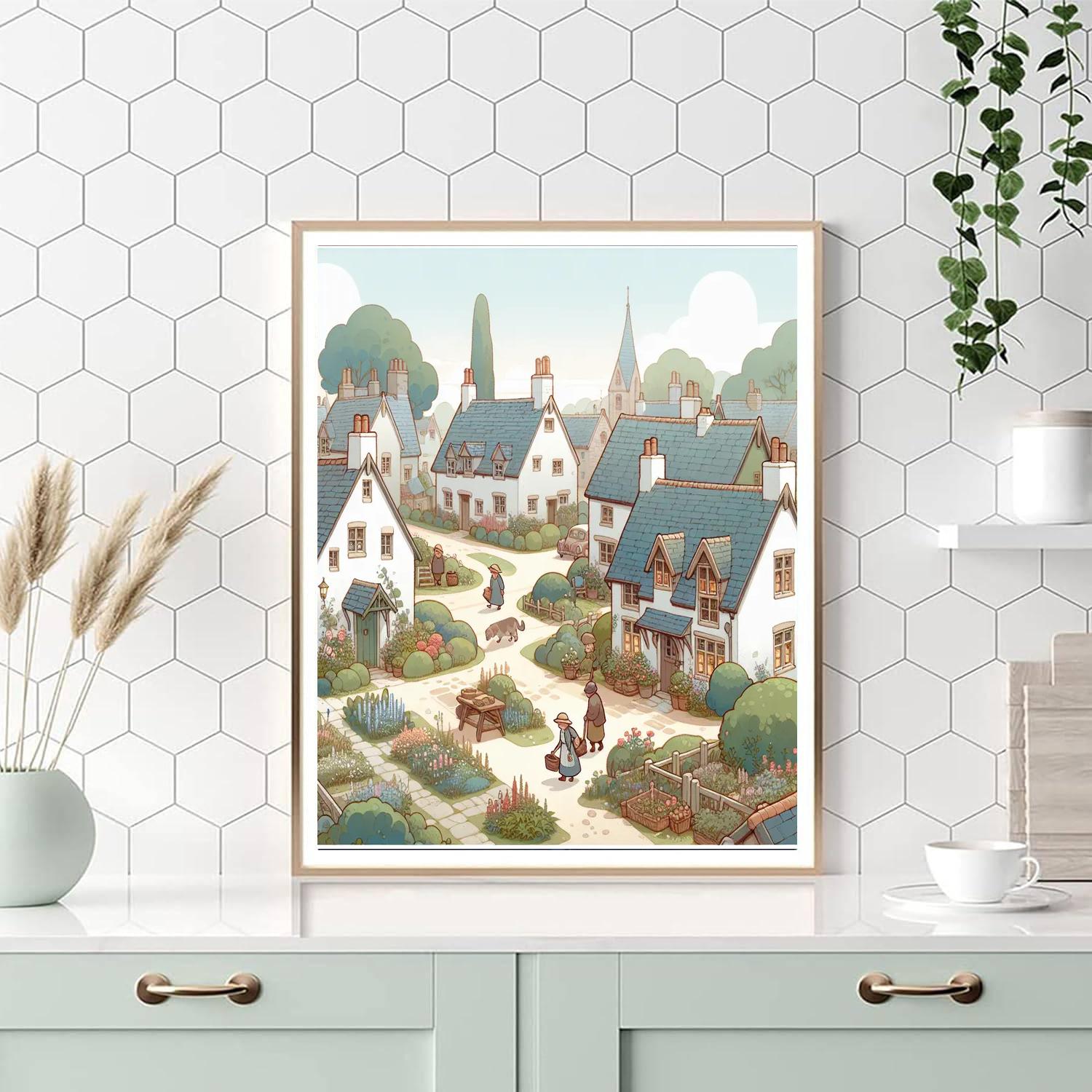 Cozy Cottage Village Paint By Numbers