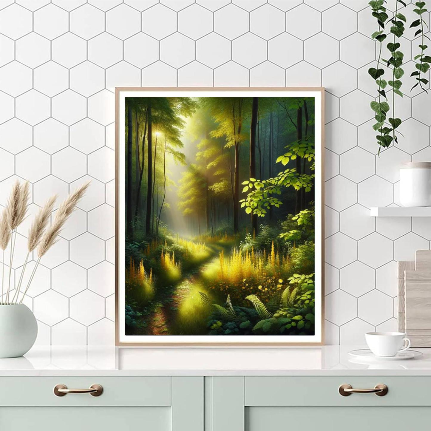 Dappled Sunlight In The Woods DIY Paint By Numbers