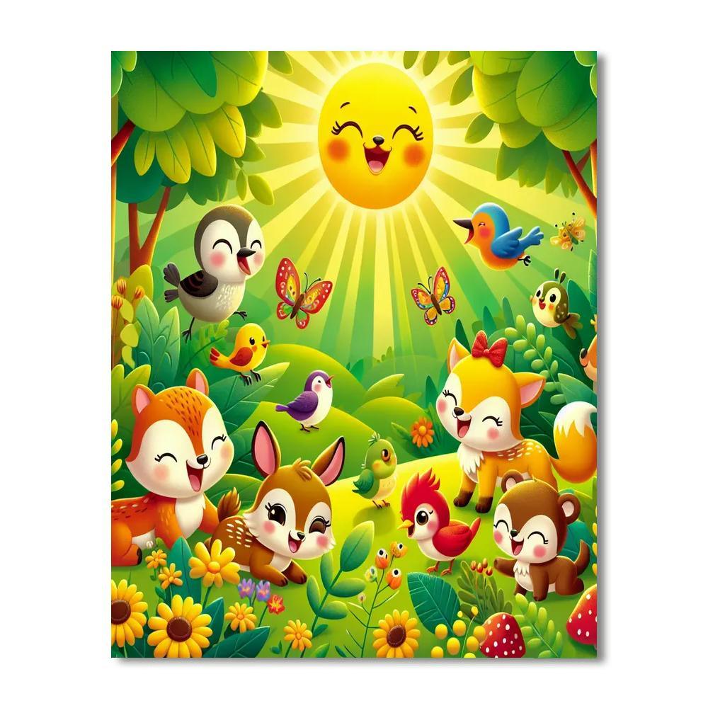 Cheerful Animal Friends In Nature Paint By Color