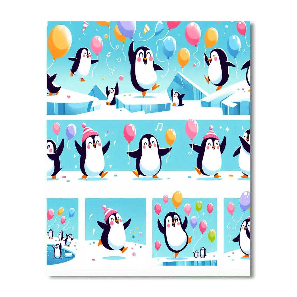 Antarctic Penguin Party Paint By Numbers Art
