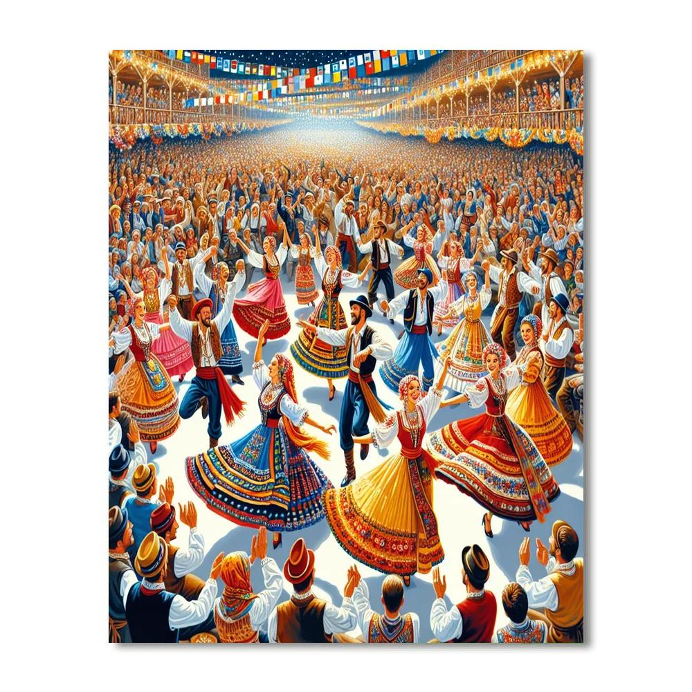 Folk Dance Festival Number Painting