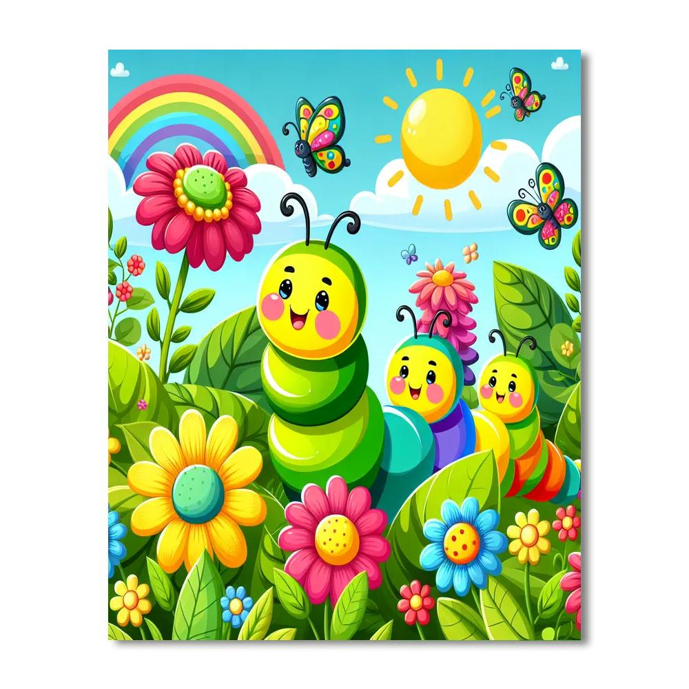 Cheerful Caterpillars Painting Number Kit