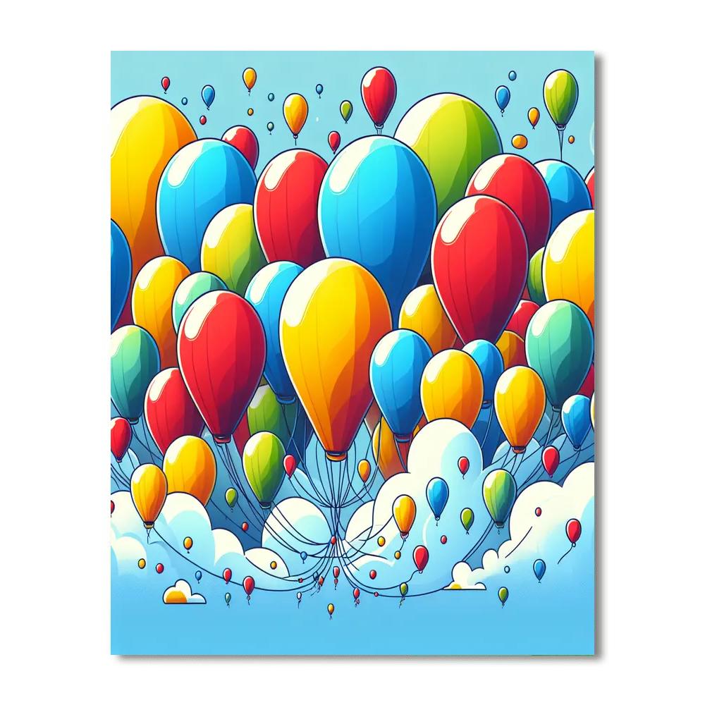 Colorful Balloon Race Paint By Numbers Art
