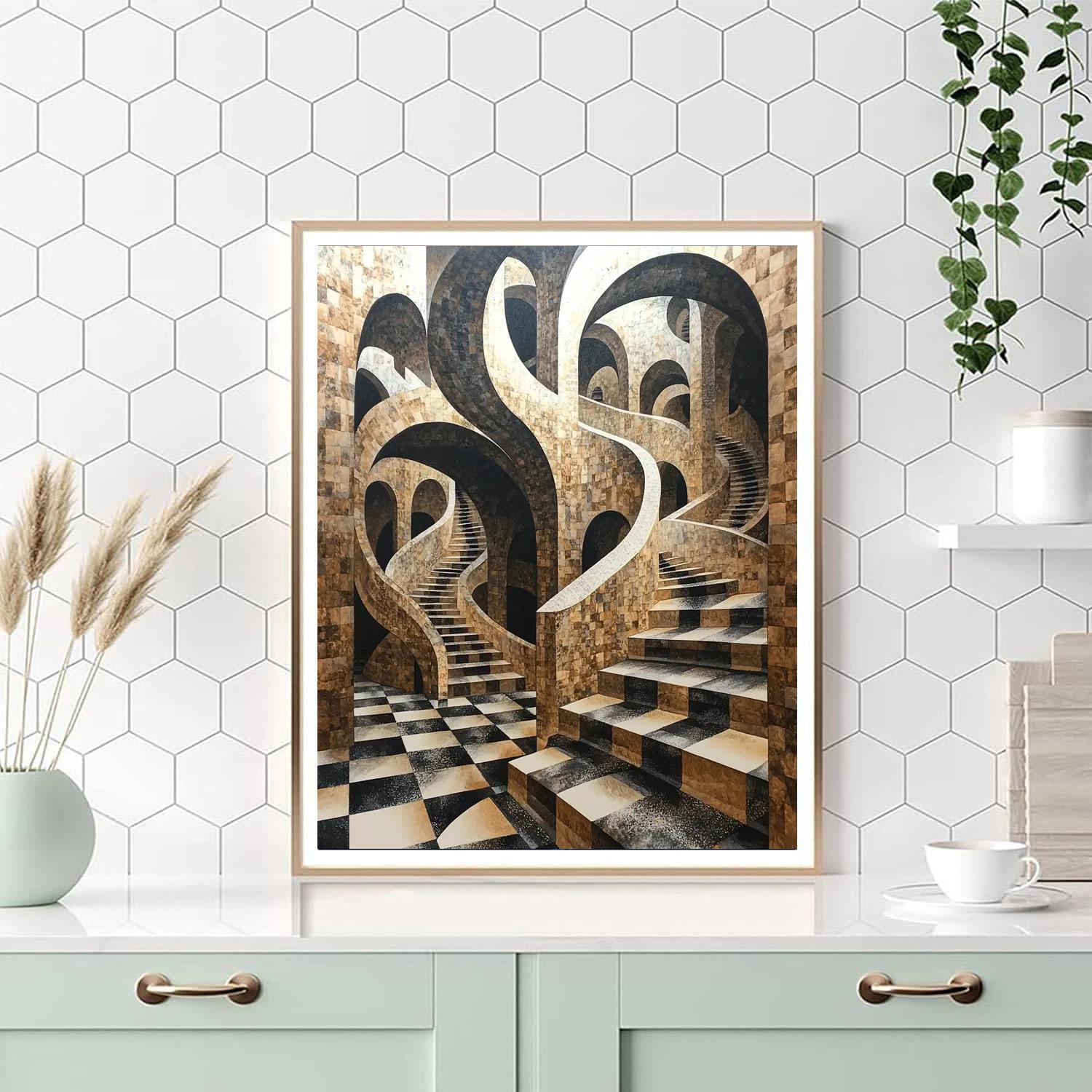 M.C. Escher Inspired Visual Paradox  Paint By Numbers