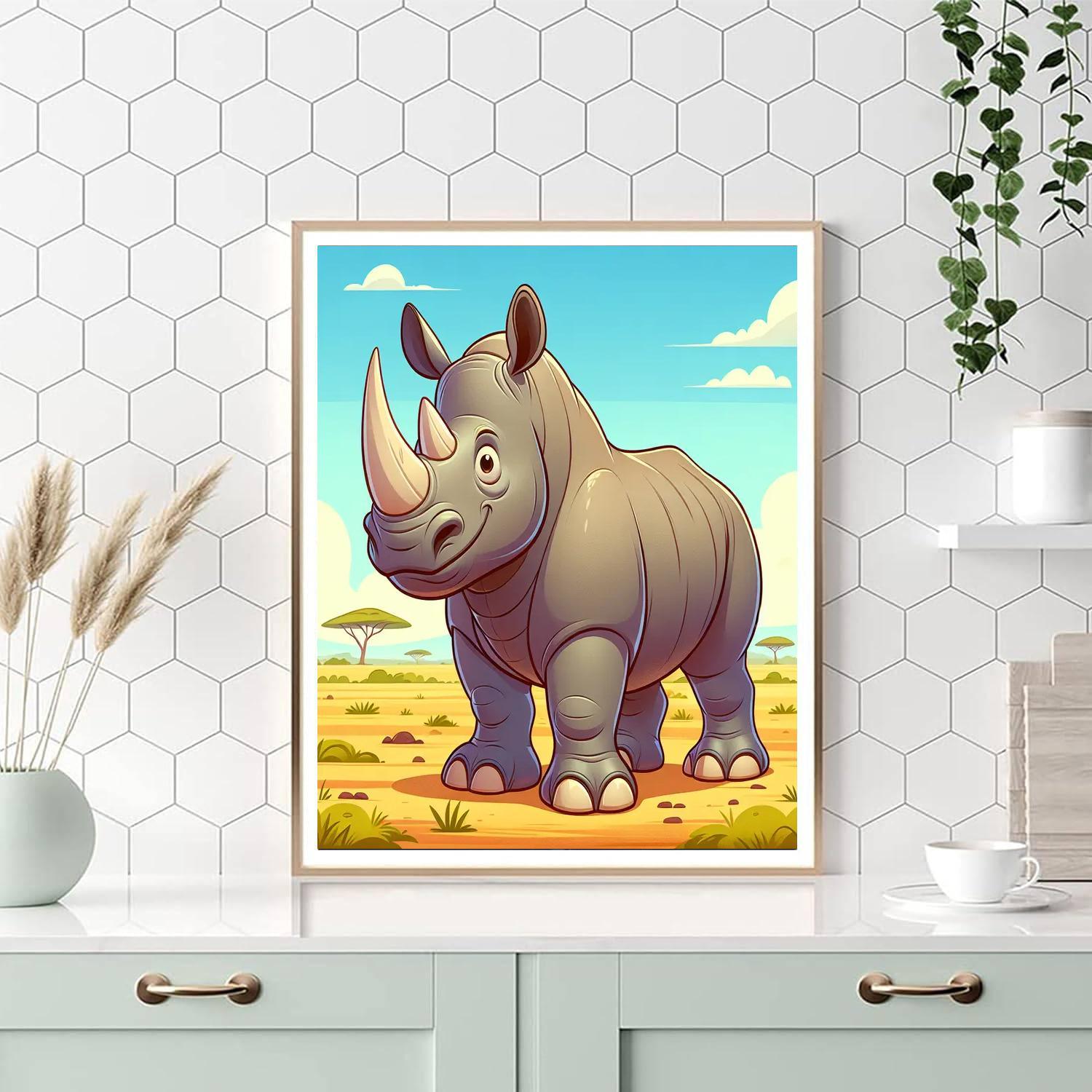 Safari Rhino Wander Painting By Numbers Kit