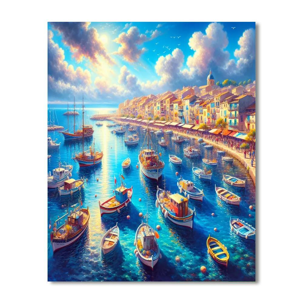 Mediterranean Harbor View Painting By Numbers Kit