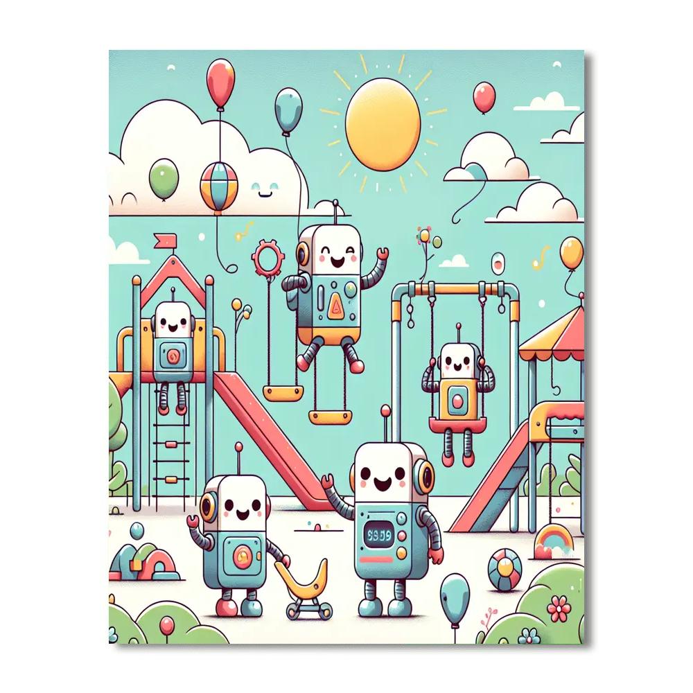 Happy Robot Playground Paint By Number