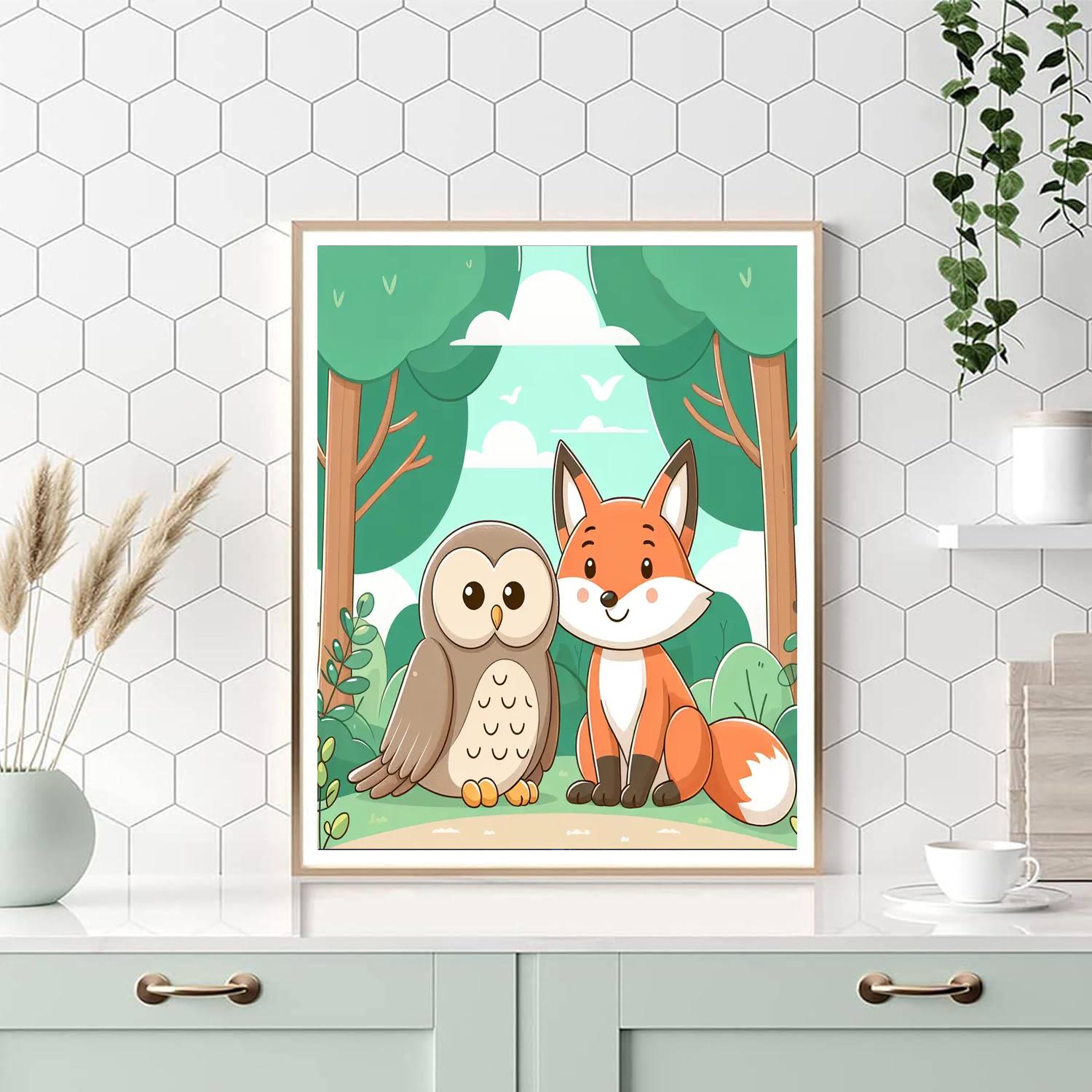 Cozy Forest Critters Gathering DIY Paint By Numbers
