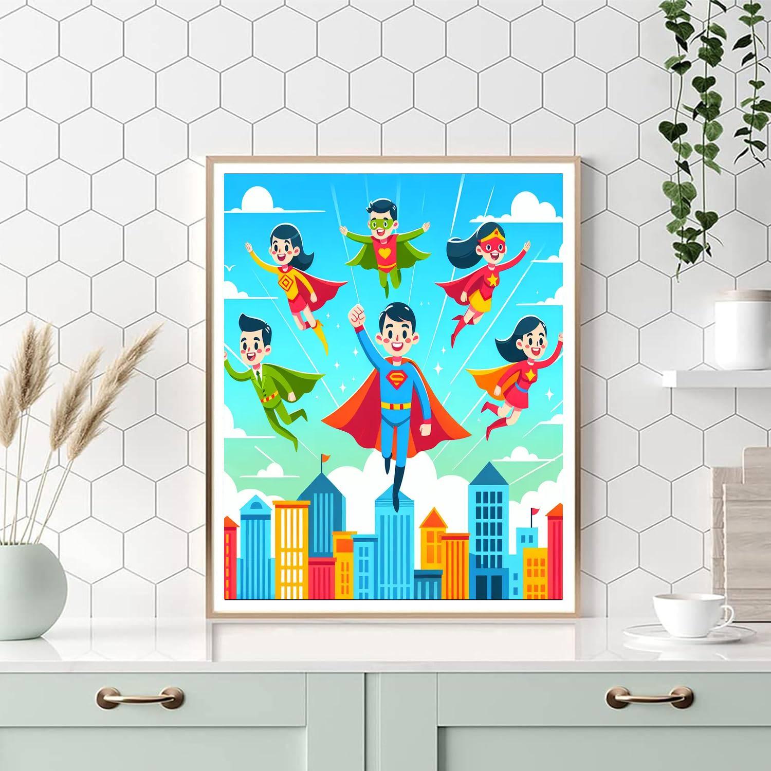 Brave Superheroes In Action Paint By Numbers