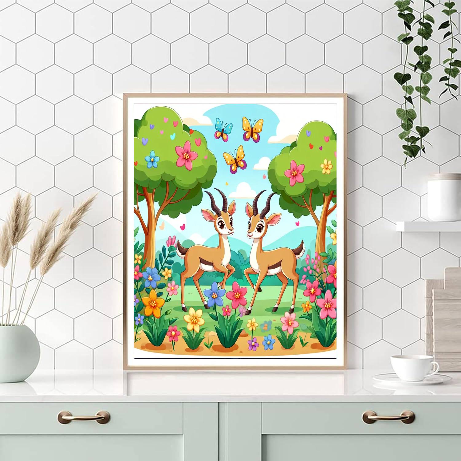 Garden Gazelle Gathering Numbered Painting Kits