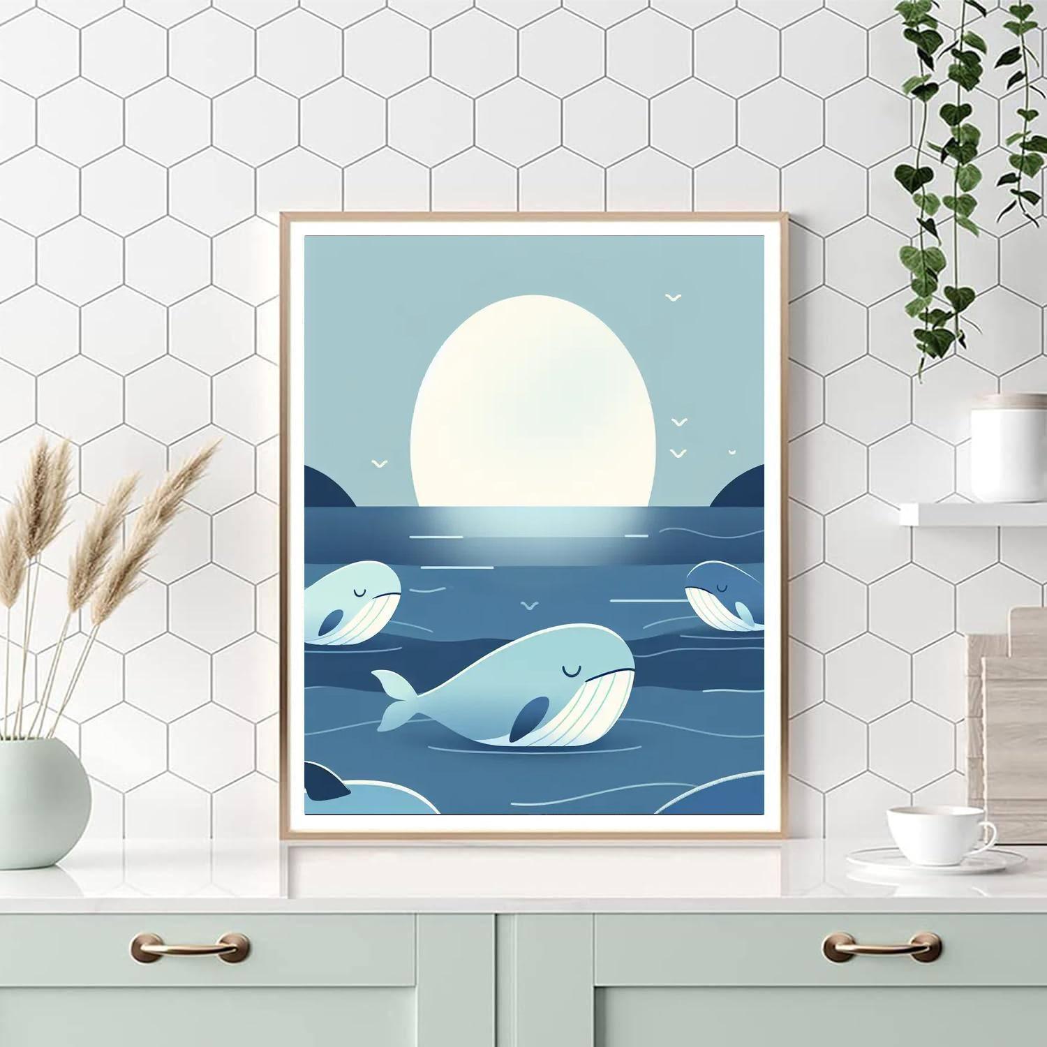 Gentle Moonlit Whales Paint By Numbers Kits