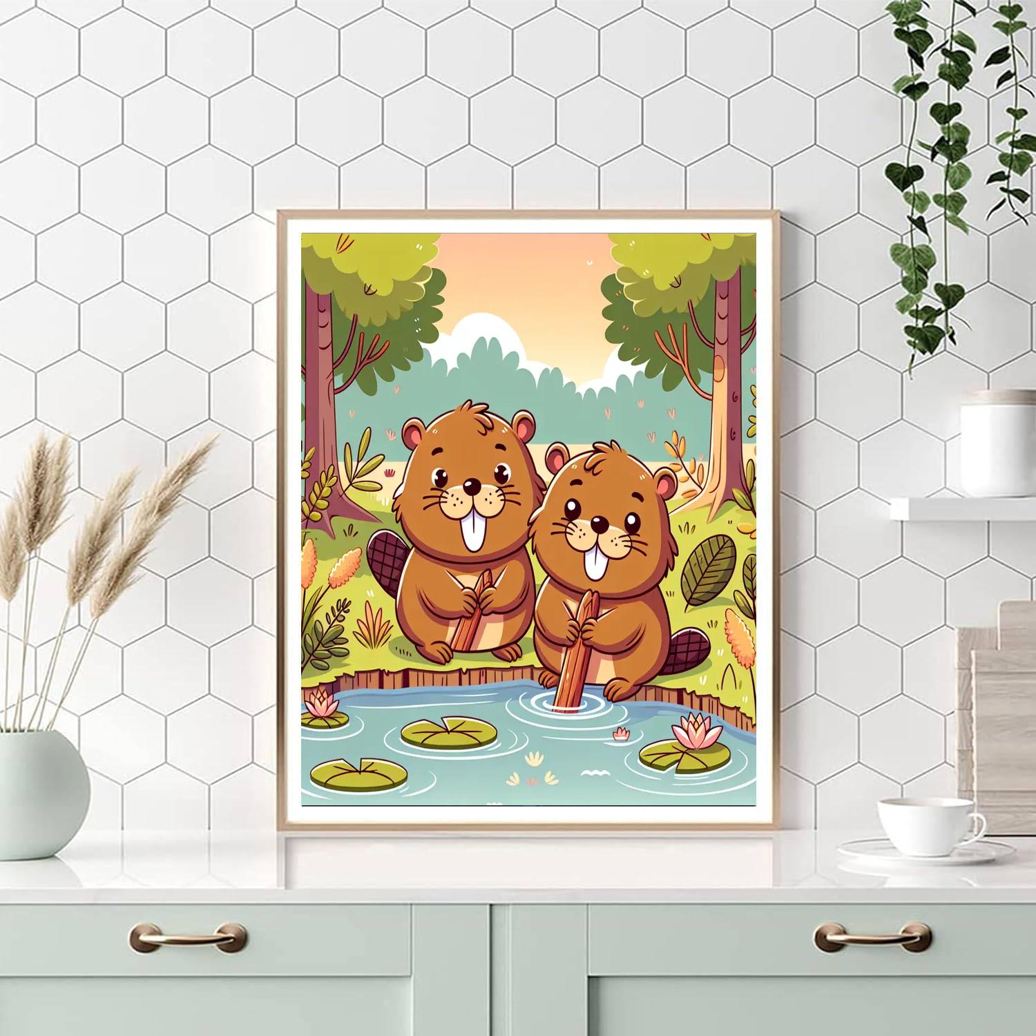 Bubbling Beavers Number Painting