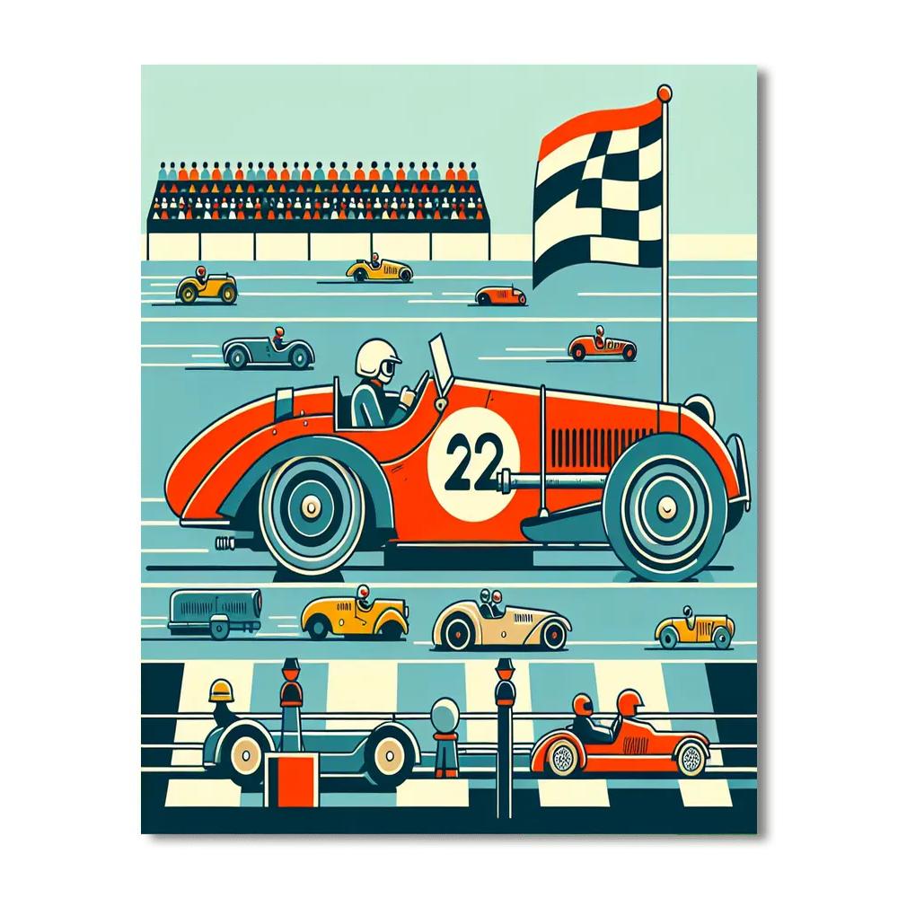 Retro Racer Paint By Numbers Art