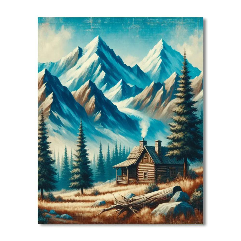 Rustic Mountain Escape Paint By Numbers Art