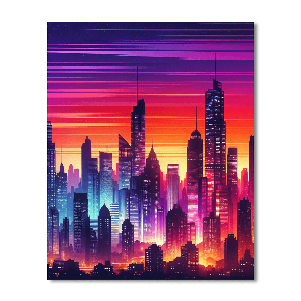 Captivating Urban Skyline Painting Number Kit