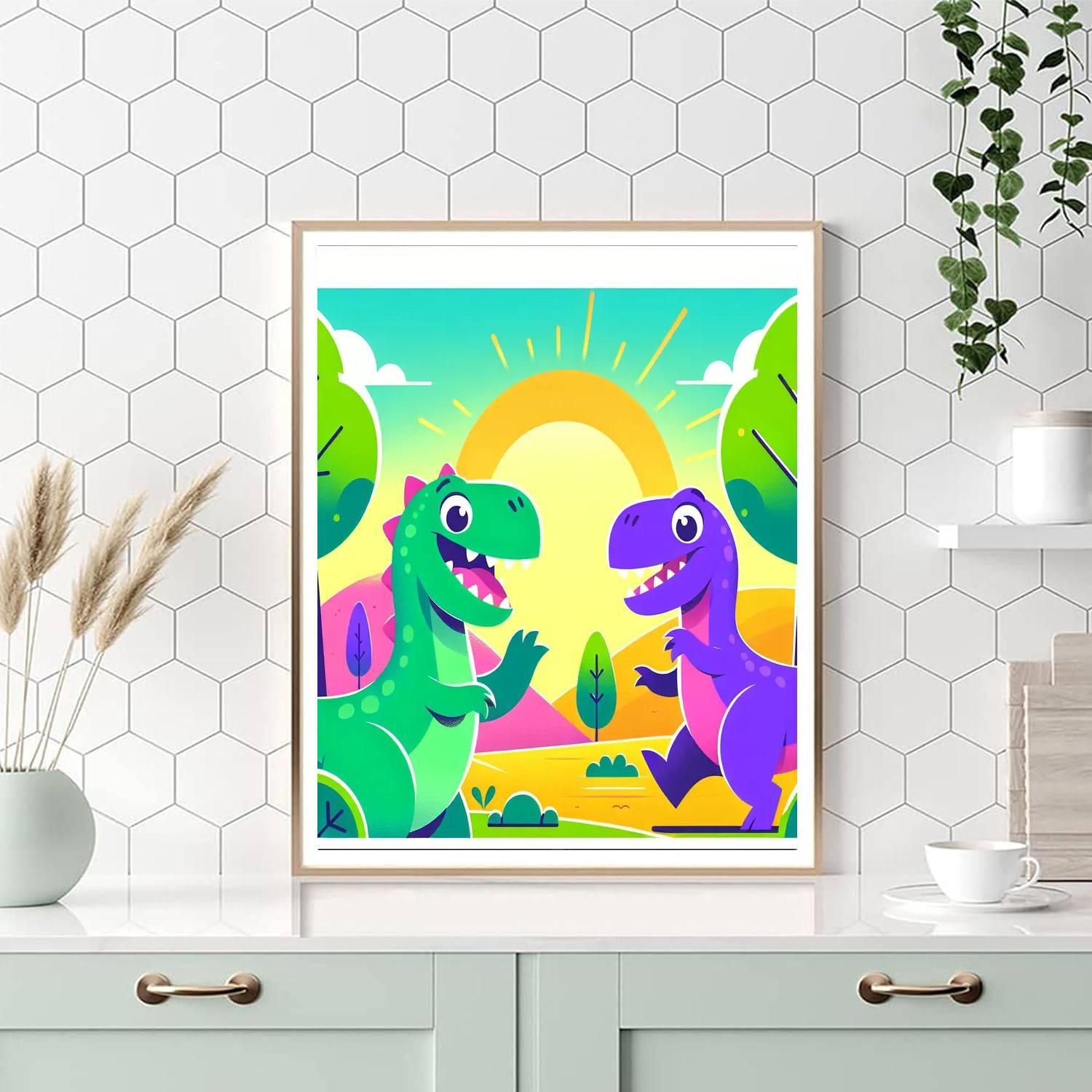 Fun Dinosaur Adventure Paint By Numbers Art