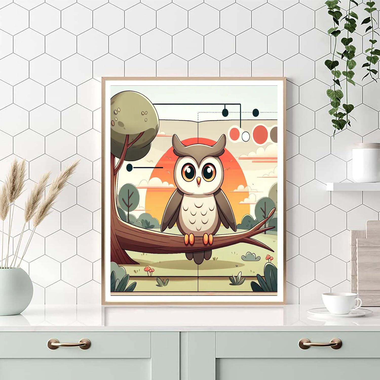 Wise Owl At Dusk Number Painting