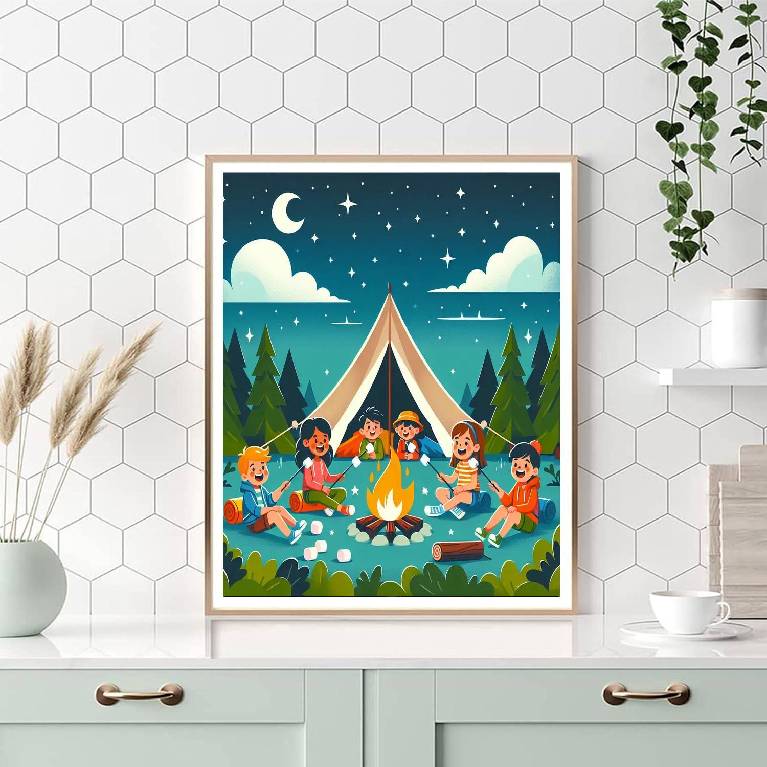 Colorful Camping Adventure Number Painting