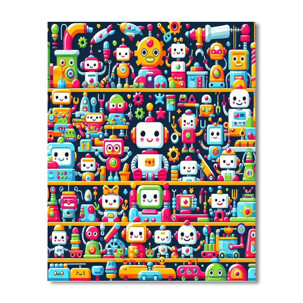Joyful Robot Factory Paint By Number