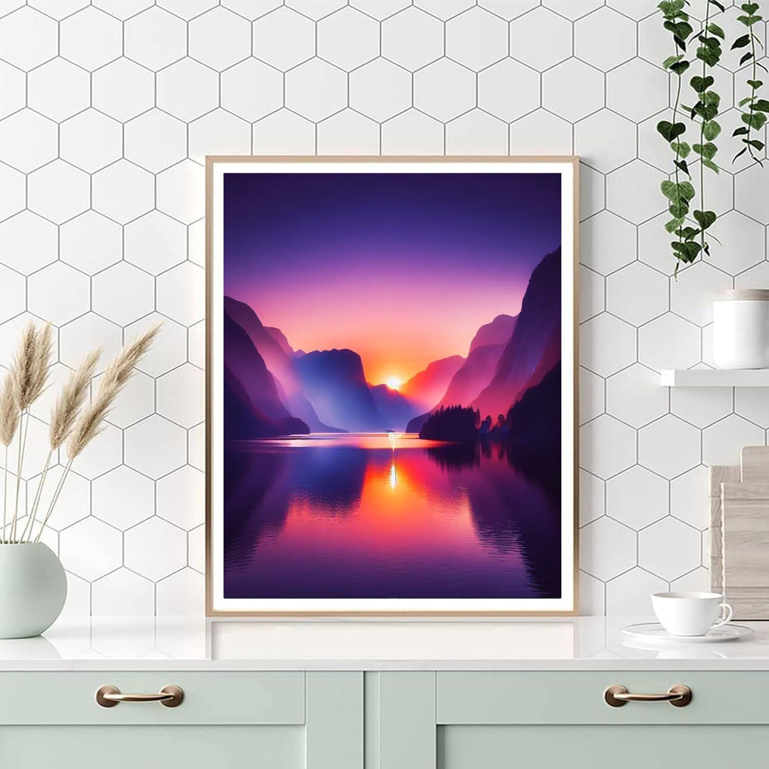 Twilight At The Mountain Lake Paint By Numbers Art