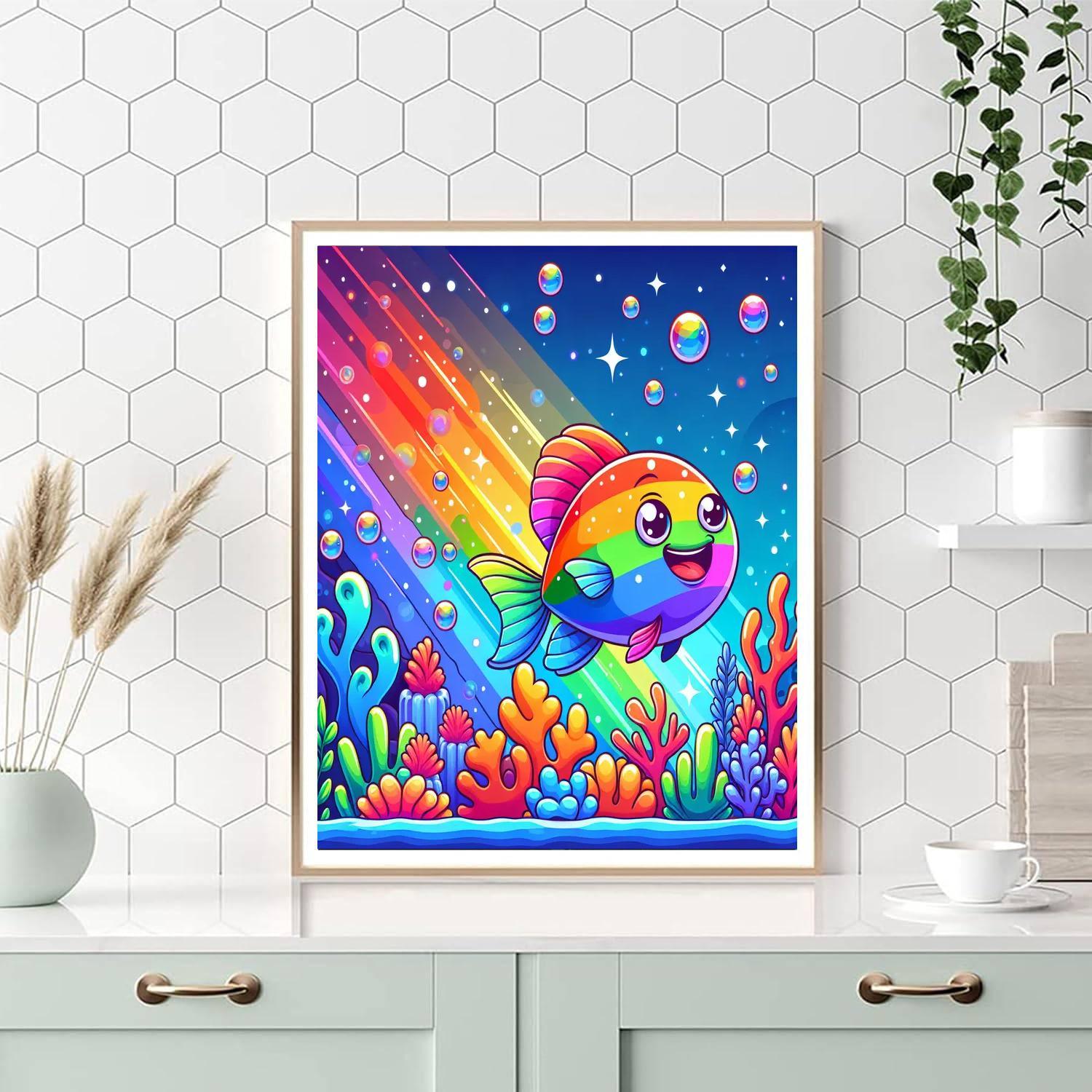 Curious Rainbow Fish DIY Paint By Numbers