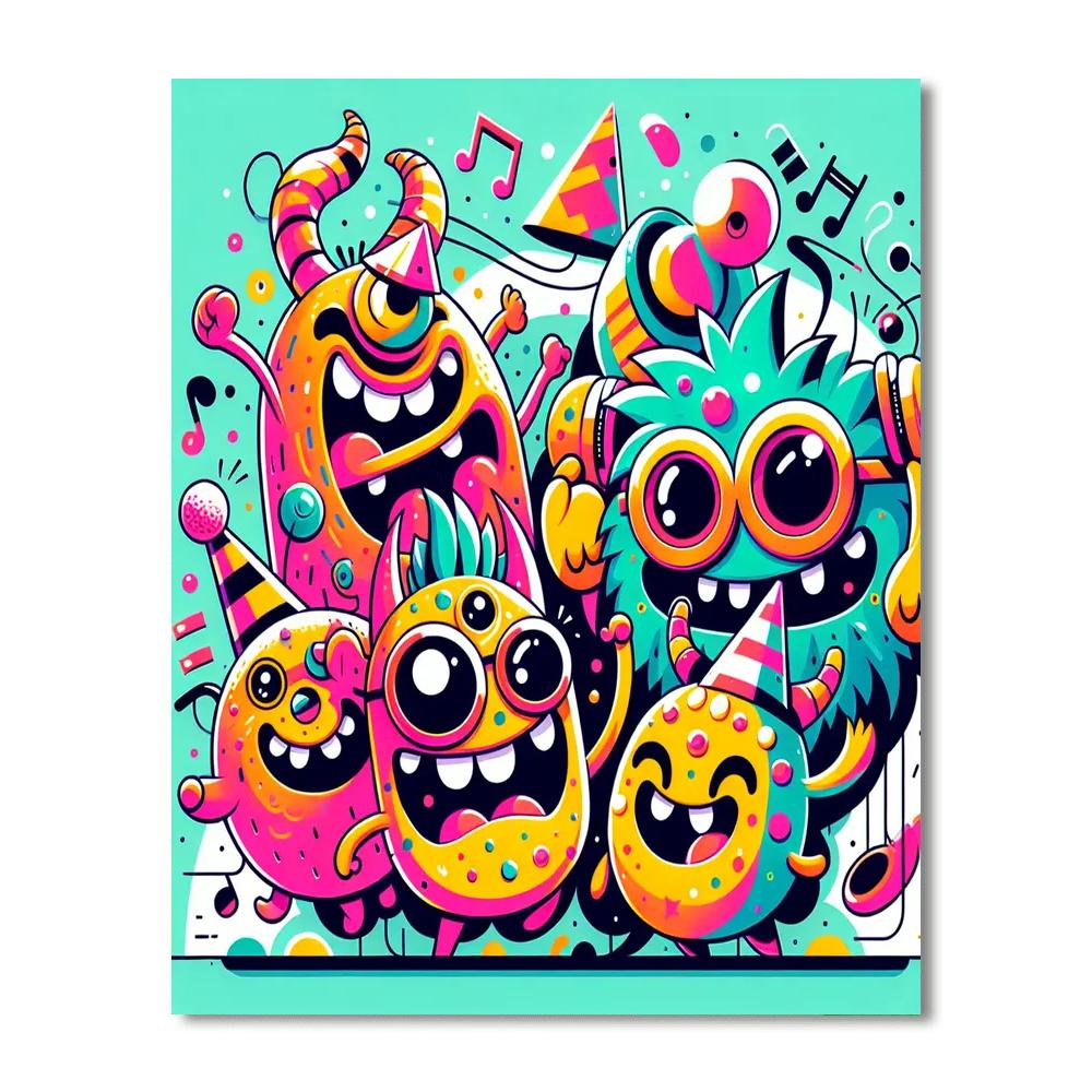 Funky Monster Dance Party Paint By Numbers Art