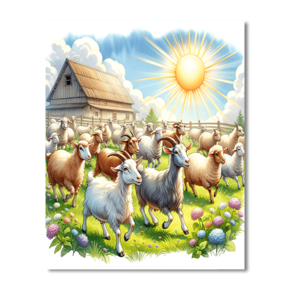 Frolicking Farm Animals Paint By Numbers