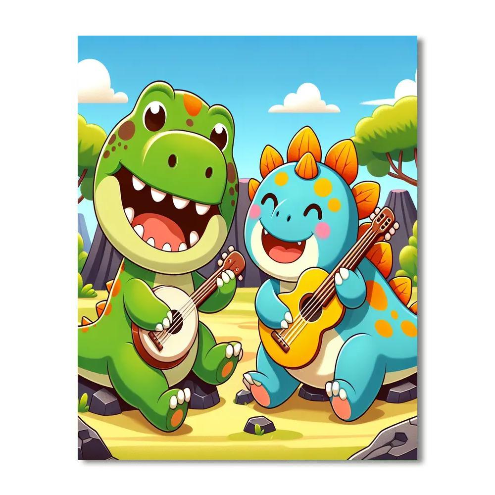 Funky Dinosaur Band Paint By Number