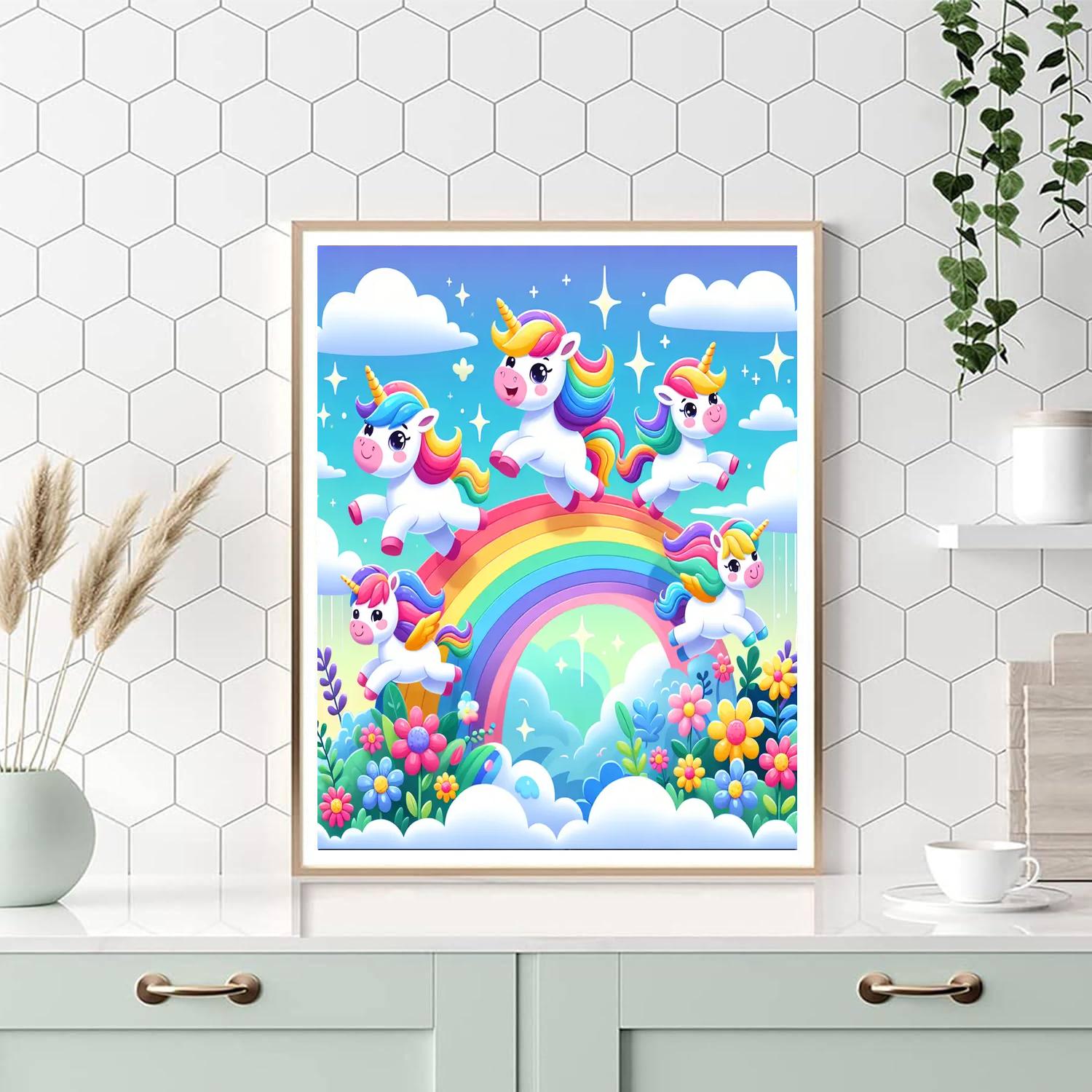 Adventure With Rainbow Unicorns Paint By Numbers Art