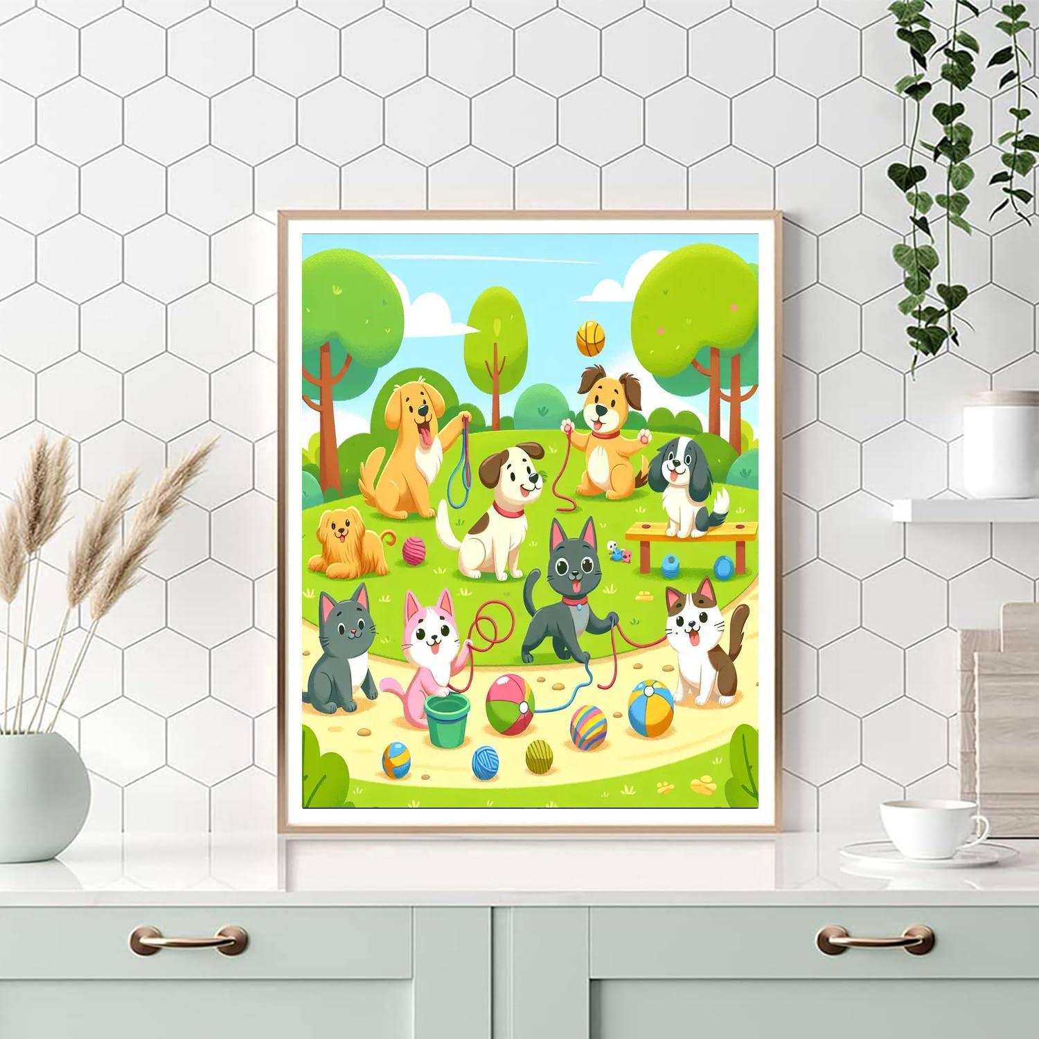 Cheerful Pet Park Painting By Numbers Kit